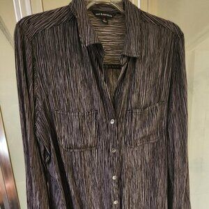 Rock & Republic Women's Button Up Roll Tab Long Sleeve Animal Print Shirt Size M